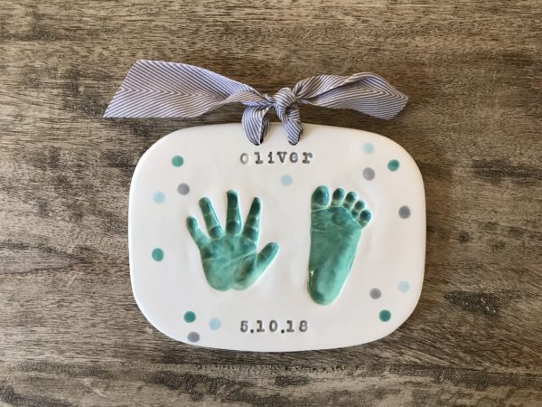 baby boy custom ceramic handprints