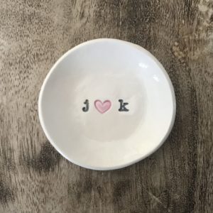 personalized engagement gift ceramic dish