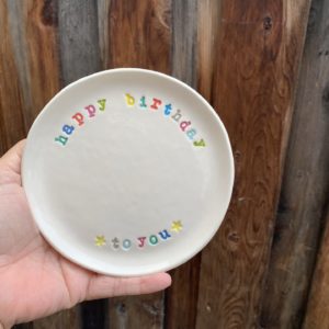 Happy Birthday to you ceramic plate, 5.75" by Amy Wright at Bumblebee Ceramics