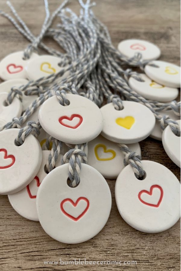 heart ceramic tags