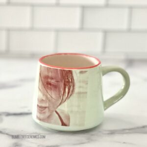 favorite picture to ceramic mug, by amy wright of bumblebee ceramics