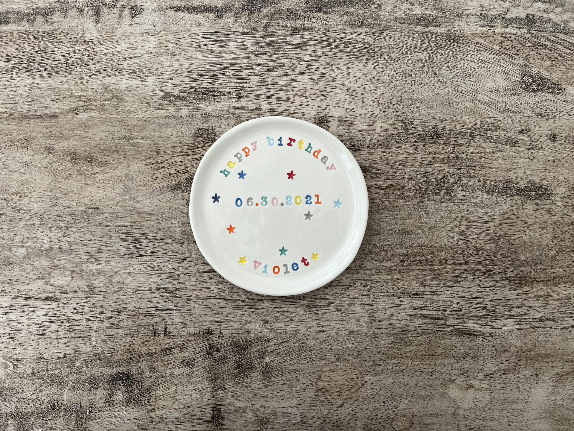 Happy Birthday Cupcake Plate/Cake Plate - Bumblebee Ceramics