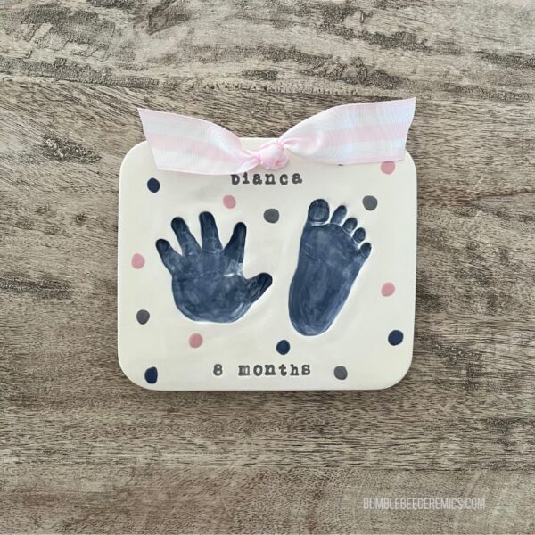 Hand and footprint baby keepsake. by Amy Wright